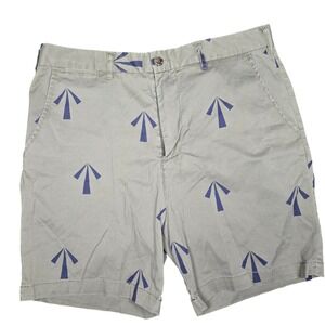 Five Four x Mark McNairy Mens Chino Shorts Olive Green Arrow Print Size 34